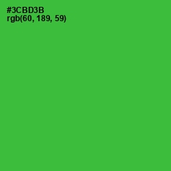 #3CBD3B - Forest Green Color Image