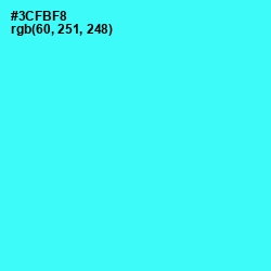#3CFBF8 - Cyan / Aqua Color Image