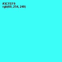 #3CFEF9 - Cyan / Aqua Color Image