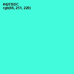 #42FBDC - Turquoise Blue Color Image