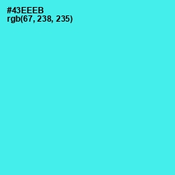 #43EEEB - Turquoise Blue Color Image