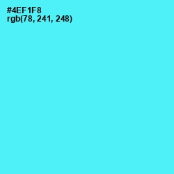 #4EF1F8 - Turquoise Blue Color Image