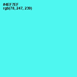 #4EF7EF - Turquoise Blue Color Image