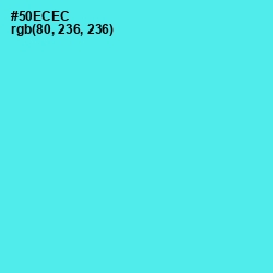 #50ECEC - Turquoise Blue Color Image