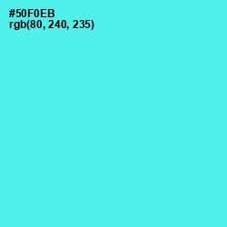 #50F0EB - Turquoise Blue Color Image