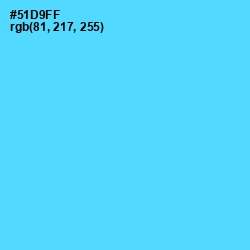 #51D9FF - Turquoise Blue Color Image