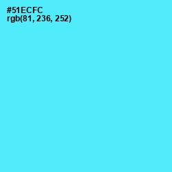 #51ECFC - Turquoise Blue Color Image