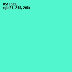 #51F5CE - Turquoise Blue Color Image