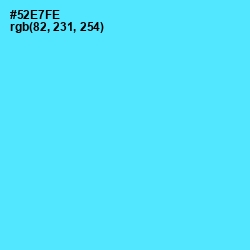 #52E7FE - Turquoise Blue Color Image
