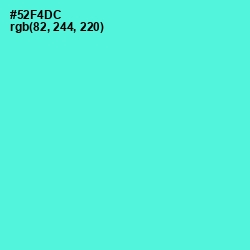 #52F4DC - Turquoise Blue Color Image