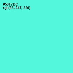 #53F7DC - Turquoise Blue Color Image