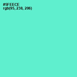 #5FEECE - Aquamarine Blue Color Image
