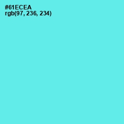 #61ECEA - Turquoise Blue Color Image