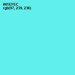 #61EFEC - Turquoise Blue Color Image