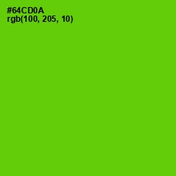 #64CD0A - Bright Green Color Image