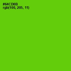 #64CD0B - Bright Green Color Image