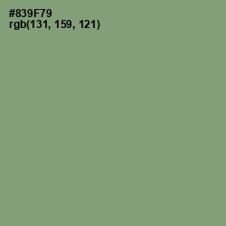#839F79 - Battleship Gray Color Image