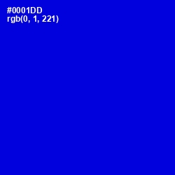 #0001DD - Dark Blue Color Image