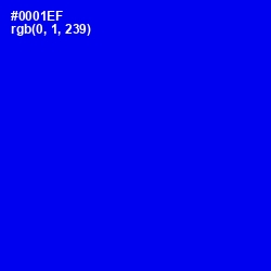 #0001EF - Blue Color Image