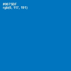 #0075BF - Deep Cerulean Color Image