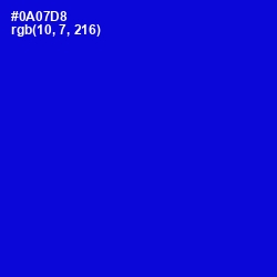 #0A07D8 - Dark Blue Color Image