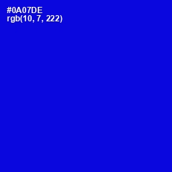 #0A07DE - Dark Blue Color Image