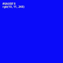 #0A0BF8 - Blue Color Image