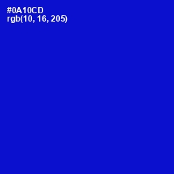 #0A10CD - Dark Blue Color Image