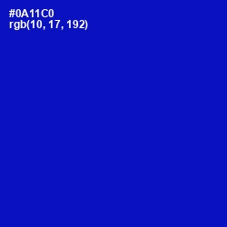 #0A11C0 - Dark Blue Color Image