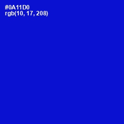 #0A11D0 - Dark Blue Color Image