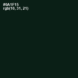 #0A1F15 - Racing Green Color Image