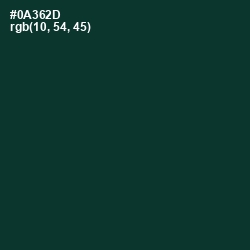 #0A362D - Bottle Green Color Image