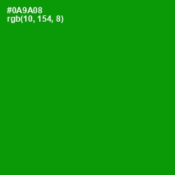 #0A9A08 - Forest Green Color Image