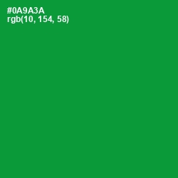 #0A9A3A - Forest Green Color Image
