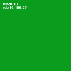 #0A9C1D - Forest Green Color Image