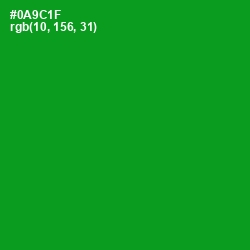 #0A9C1F - Forest Green Color Image