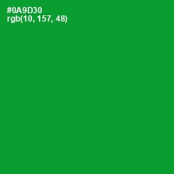 #0A9D30 - Forest Green Color Image