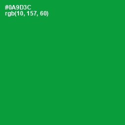 #0A9D3C - Forest Green Color Image