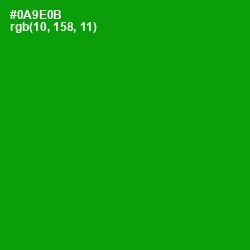 #0A9E0B - Forest Green Color Image