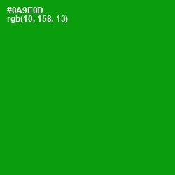 #0A9E0D - Forest Green Color Image