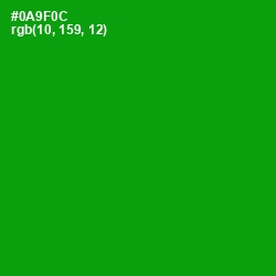 #0A9F0C - Forest Green Color Image