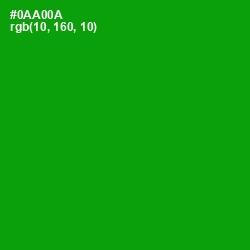 #0AA00A - Forest Green Color Image