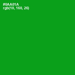 #0AA01A - Forest Green Color Image