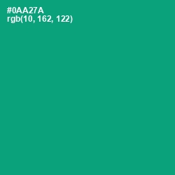 #0AA27A - Jade Color Image