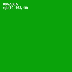 #0AA30A - Forest Green Color Image