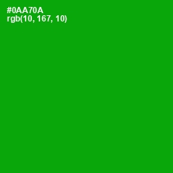 #0AA70A - Forest Green Color Image