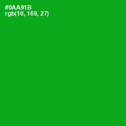 #0AA91B - Forest Green Color Image