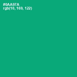 #0AA97A - Jade Color Image