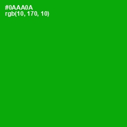 #0AAA0A - Forest Green Color Image