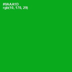 #0AAA1D - Forest Green Color Image